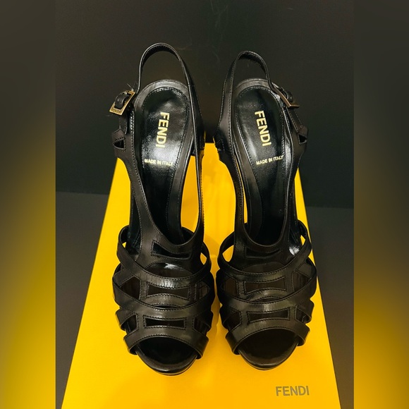 Fendi Shoes - Authentic FENDI Shoes- With BOX Spuntana Cuoietto Nero Heel Sanal, 💫FINAL SALE💫💫